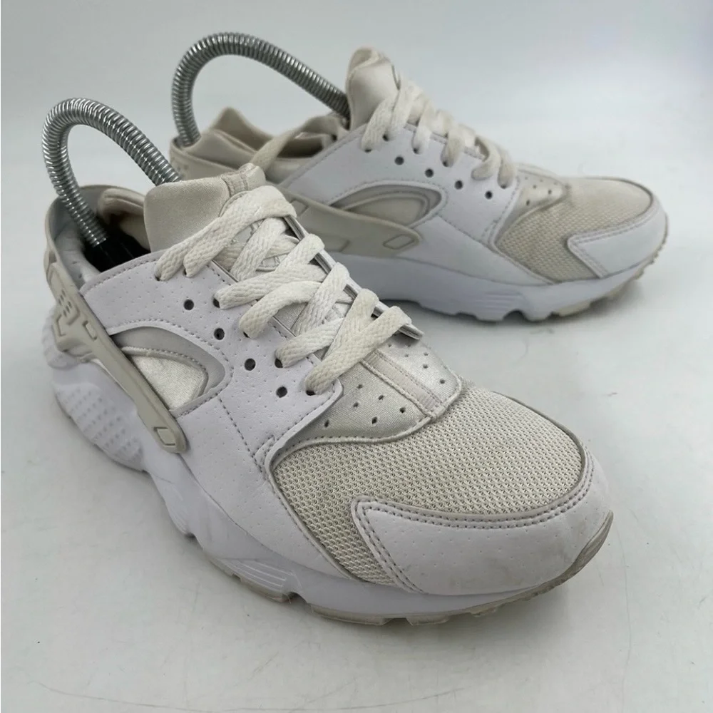 👞 Nike Kids Air Huarache- SZV6 Y -White Lace-Up Shoes Sneakers